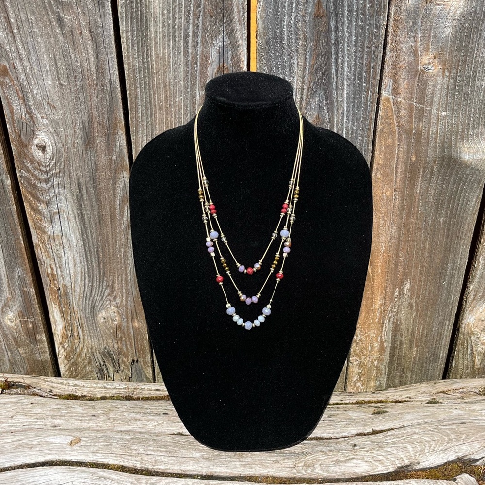 Loft triple strand gold beaded necklace